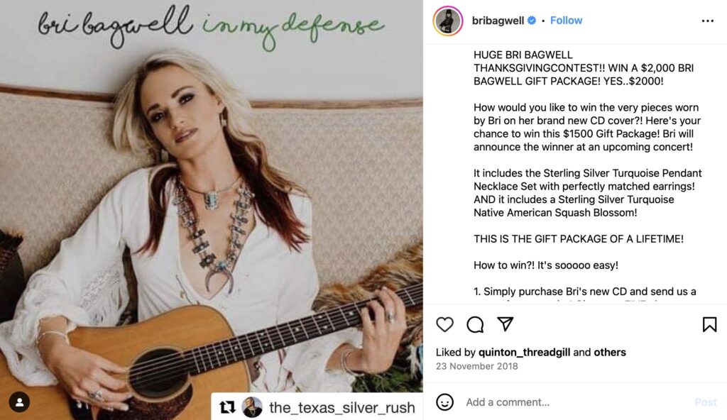 Bri Bagwell Instagram contest