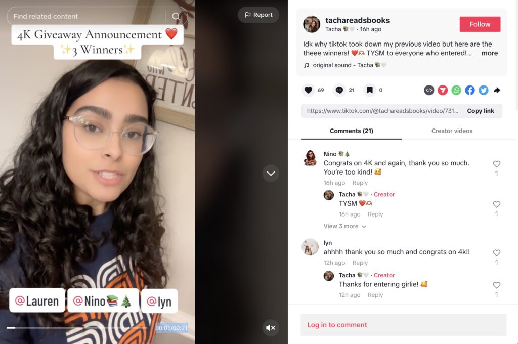 tachareadsbooks TikTok Giveaway