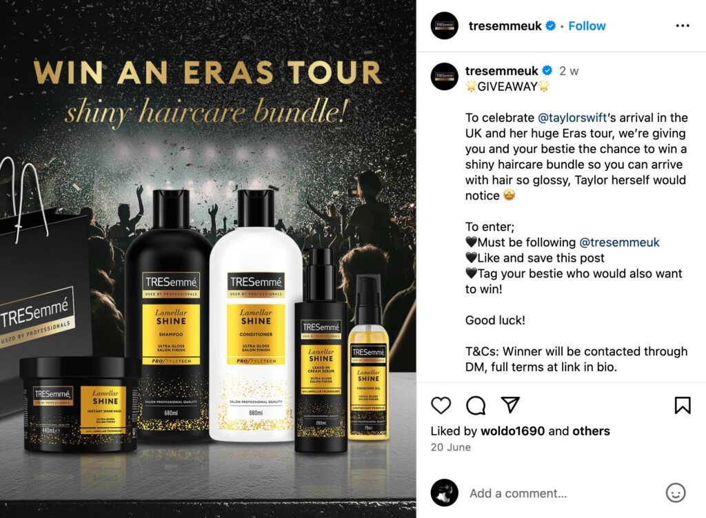 Tresemme giveaway Instagram