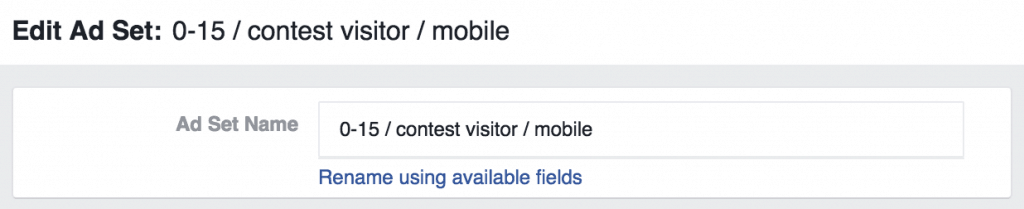 ad set name