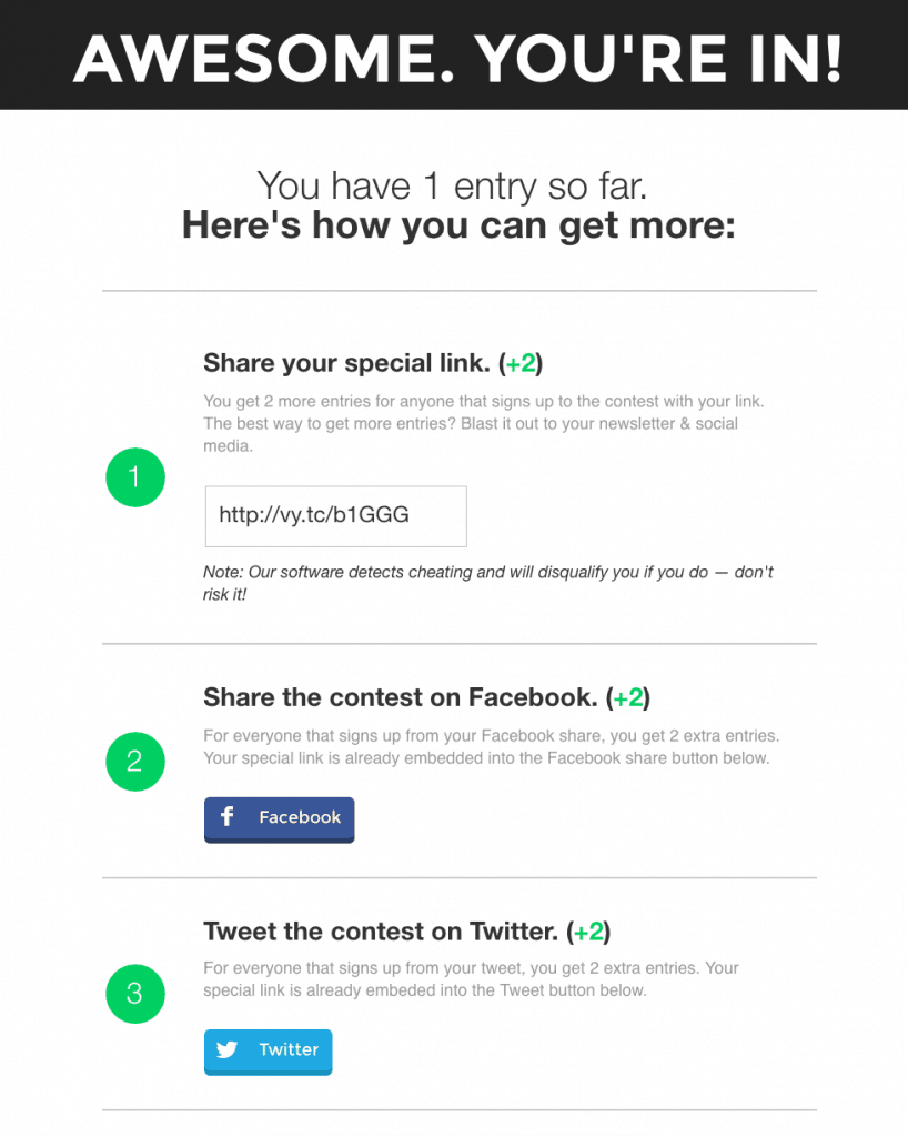 Giveaway Entry options