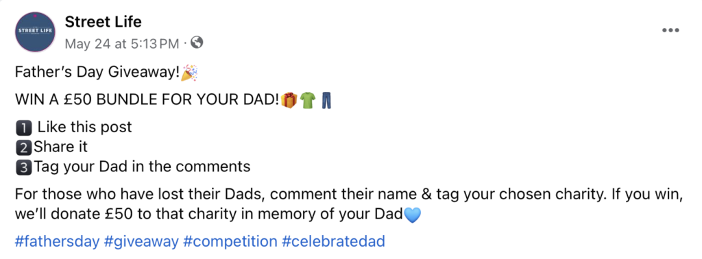 Street Life Fathers Day Giveaway Facebook
